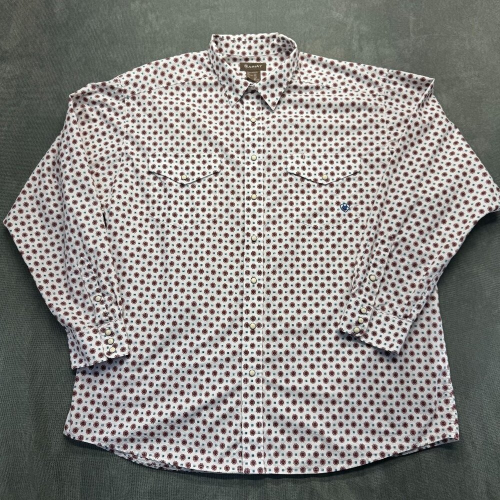 Ariat Sheldon Snap Shirt Men’s XXL Western Geometric Print Cotton